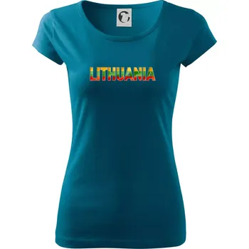 Dámské tričko Lithuania - nápis vlajka - Dámské triko Pure - 3XL ( Petrolejová )