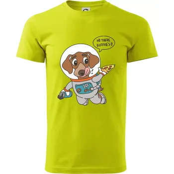 Pes kosmonautem - Klasické pánské triko vyšší gramáže - S ( Limetková )