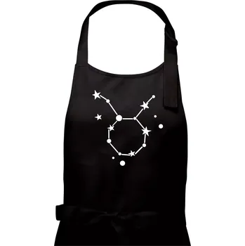 Kuchyňská zástěra Souhvězdí - Taurus - Býk - Pánská zástěra na vaření - Univerzální velikost ( Černá )