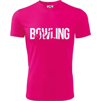 Chlapecké tričko Bowling nápis kuželky - Dětské triko sportovní (dresovina) - 146 cm/10 let ( Neon Pink )