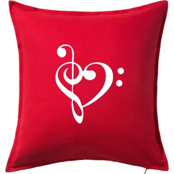 Polštář Houslový klíč srdce - Polštář 50x50 - 50x50 - Pouze potah ( Červená )