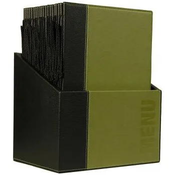 Box s 20 jídelními lístky A4, s 1 dvojitou vložkou (4 strany), zelený