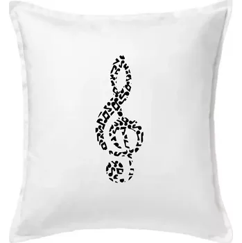 Polštář Houslový klíč z not - Polštář 50x50 - 50x50 - Pouze potah ( Bílá )