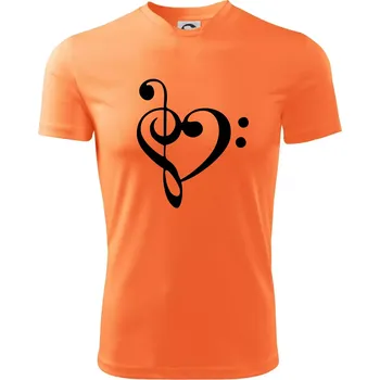 Chlapecké tričko Houslový klíč srdce - Dětské triko sportovní (dresovina) - 122 cm/6 let ( Neon mandarine )