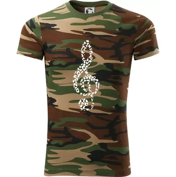 Pánské tričko Houslový klíč z not - Army CAMOUFLAGE - XS ( Hnědý maskáč )