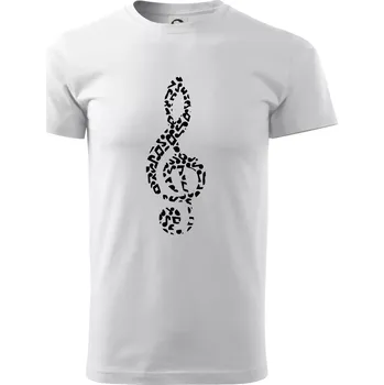 Houslový klíč z not - Triko extra velké (5-8XL) - 7XL ( Bílá )