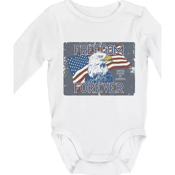 Freedom forever USA - Body kojenecké s dlouhým rukávem - Dlouhý r. do 3 měs ( Bílá )
