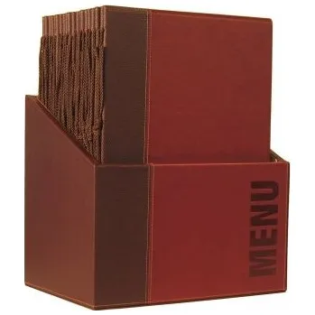 Box s 20 jídelními lístky A4, s 1 dvojitou vložkou (4 strany), vínový