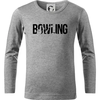 Chlapecké tričko Bowling nápis kuželky - Triko dětské Long Sleeve - 122 cm/6 let ( Tmavě šedý melír )