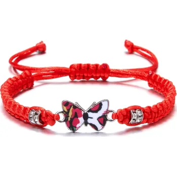 Náramek Barevný ručně pletený šňůrkový náramek | dámský náramek, motýlí náramek - BR23Y0083-2