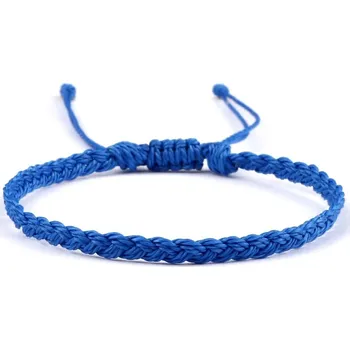 Náramek Ručně pletený párový náramek z voskované šňůrky | šňůrkový náramek, párový náramek - Modrý
