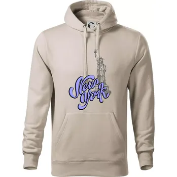 Pánská mikina New York Lettering - Mikina pánská Cape s kapucí - 5XL ( Ledově šedá )