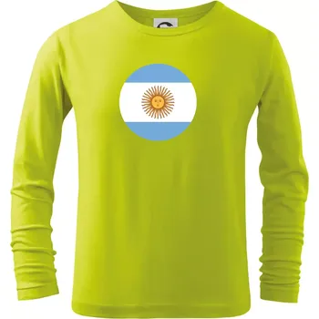 Dětská móda Argentina vlajka kulatá - Triko dětské Long Sleeve - 146 cm/10 let ( Limetková )