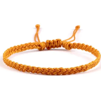 Náramek Ručně pletený párový náramek z voskované šňůrky | šňůrkový náramek, párový náramek - Zázvor