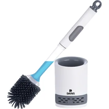 Silikonový toaletní kartáč s rozprašovačem 40 cm Dlouhá rukojeť TPR hlavice Nástěnný držák Znovu plnitelný Čistič WC Koupelna