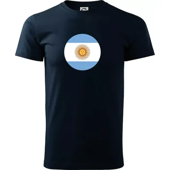 Pánské tričko Argentina vlajka kulatá - Triko extra velké (5-8XL) - 7XL ( Námořní modrá (velmi tmavá - téměř černá) )
