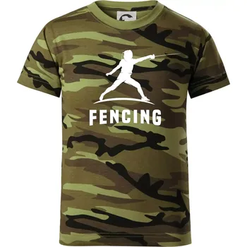 Fencing (šerm) - postava - Dětské maskáčové triko - 146 cm/10 let ( Zelený maskáč )