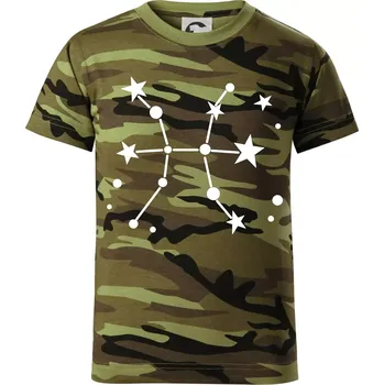 Souhvězdí - Pisces - Ryby - Dětské maskáčové triko - 104-110cm / 3-4 roky ( Zelený maskáč )