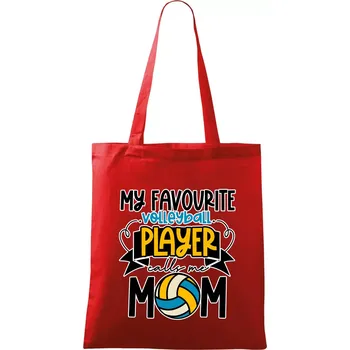 Nákupní taška My favourite volleyball player calls me mom - Taška bavlněná - 42 x 38 cm ( Červená )