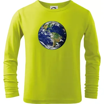 Chlapecké tričko Planeta Země - Triko dětské Long Sleeve - 146 cm/10 let ( Limetková )