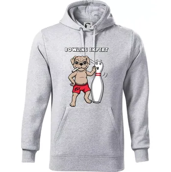 Pánská mikina Bowling expert (Hana-creative) - Mikina pánská Cape s kapucí - 5XL ( Světlešedý Melír )