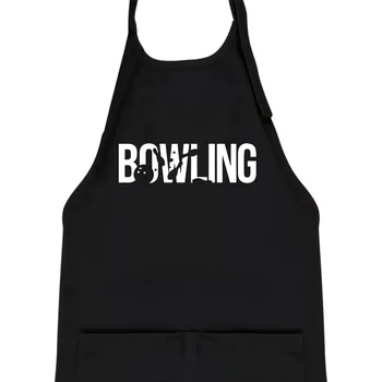 Kuchyňská zástěra Bowling nápis kuželky - Dětská zástěra na vaření - Univerzální velikost ( Černá )