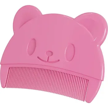 hřeben Měkký hřeben pro kojence 7,8 x 6 cm s motivem medvídka Péče o dětské vlásky Kartáč pro miminka Jemný hřeben do výbavy novorozence růžová