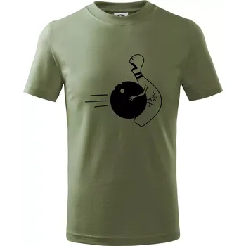 Chlapecké oblečení Koule vs kuželka - Tričko dětské bavlněné - 134 cm/8 let ( Khaki )