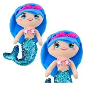 Panenka Syrenka pluszowa z ogonem w cekiny niebieska 30cm