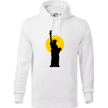 Pánská mikina Socha svobody slunce - Mikina pánská Cape s kapucí - 5XL ( Bílá )