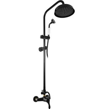 Vodovodní baterie Labe Vodovodní baterie sprchová s hlavovou a ruční sprchou, černá matná/zlato L081.5/7CMATZ