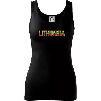 Dámské tričko Lithuania - nápis vlajka - Dámské tílko - 2XL ( Černá )