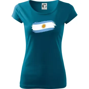 Dámské tričko Argentina vlajka okousaná - Dámské triko Pure - L ( Petrolejová )