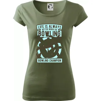 Dámské tričko Bowling Champion - Dámské triko Pure - S ( Khaki )