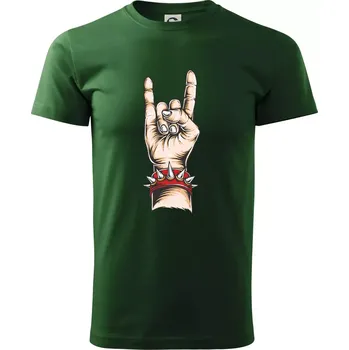 Pánské tričko Rocková ruka s náramkem - Triko extra velké (5-8XL) - 6XL ( Lahvově zelená )