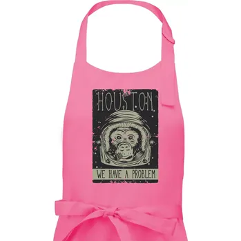 Kuchyňská zástěra Houston we have a problem - Dámská zástěra na vaření - Univerzální velikost ( Růžová )