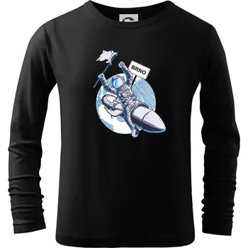 Chlapecké tričko Brno penis raketa - Triko dětské Long Sleeve - 122 cm/6 let ( Černá )