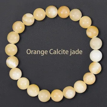 Náramek Náramek s korálků z přírodního minerálu | náramek, šperk - Oranžový kalcitový nefrit , 18–19 cm , 8mm Beads