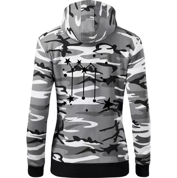 Dámská mikina Souhvězdí - Scorpio - Štír - Dámská mikina trendy zipper s kapucí - S ( Šedý maskáč )