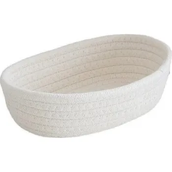 Úložný box Úložný koš 30×17×9 cm z tkaného bavlněného lana Severský organizér z přírodní tkaniny na kosmetiku Stolní box na hračky a drobnosti bílá