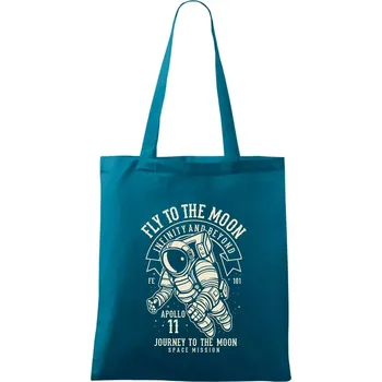 Fly To The Moon - Taška bavlněná - 42 x 38 cm ( Petrolejová )