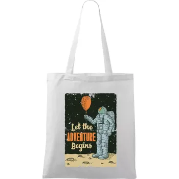 Astronaut balón - Taška bavlněná - 42 x 38 cm ( Bílá )