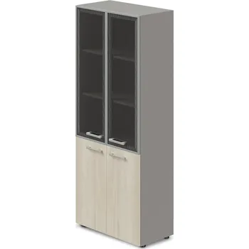 Šatní skříň Vysoká skříň TopOffice 79,8 x 40,4 x 196,5 cm dveře kombi Barva: Akát světlý + doprava ZDARMA