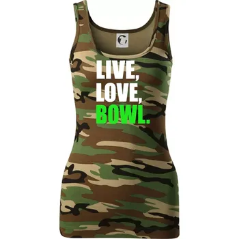 Dámské tričko Live, Love, Bowl - Dámské Maskáčové tílko - S ( Hnědý maskáč )