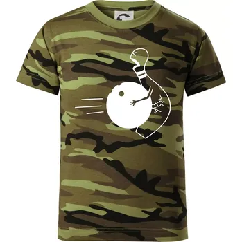 Chlapecké tričko Koule vs kuželka - Dětské maskáčové triko - 134 cm/8 let ( Zelený maskáč )