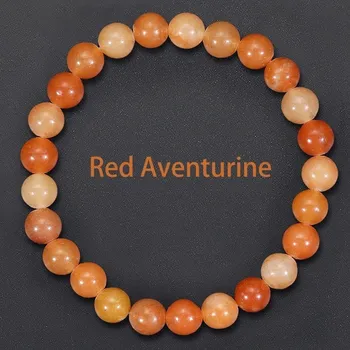Náramek Náramek s korálků z přírodního minerálu | náramek, šperk - Červený avanturín , 18–19 cm , 8mm Beads
