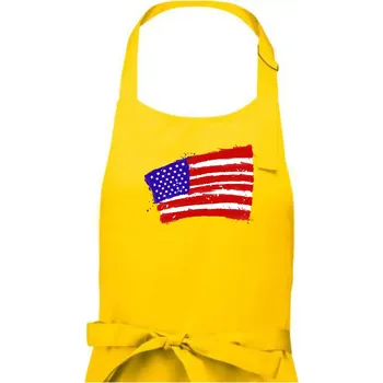 Kuchyňská zástěra Americká vlajka ohnutá - Dámská zástěra na vaření - Univerzální velikost ( Žlutá )