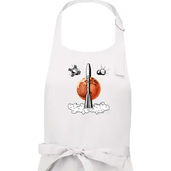 Kuchyňská zástěra Raketoplán Mars - Pánská zástěra na vaření - Univerzální velikost ( Bílá )