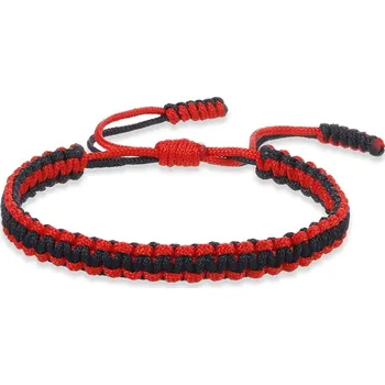 Náramek Náramek štěstí z červené a černé šňůrky | ochranný náramek, ručně pletený náramek - Styl 3 Černá Červená