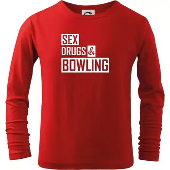 Chlapecké tričko Sex drugs bowling - Triko dětské Long Sleeve - 122 cm/6 let ( Červená )